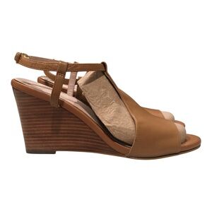 Cole Haan Tan Leather Wedge Open Toe Slingback Sandals 11